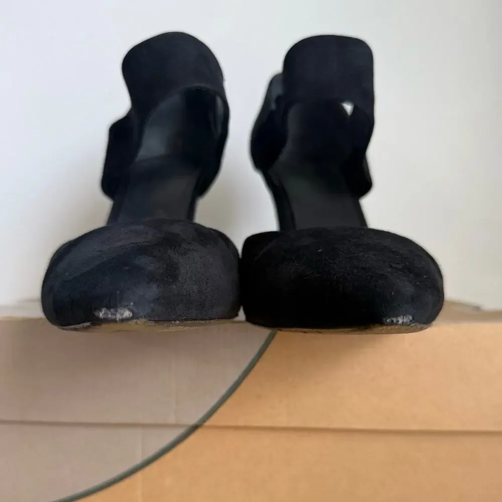 Tory Burch Saray Black Suede Pointed Toe Women Wedge Heel- SZ 10